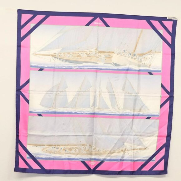 HERMES Carre 90 Scarf ""REFALES"" Silk Blue Auth - Picture 14 of 15
